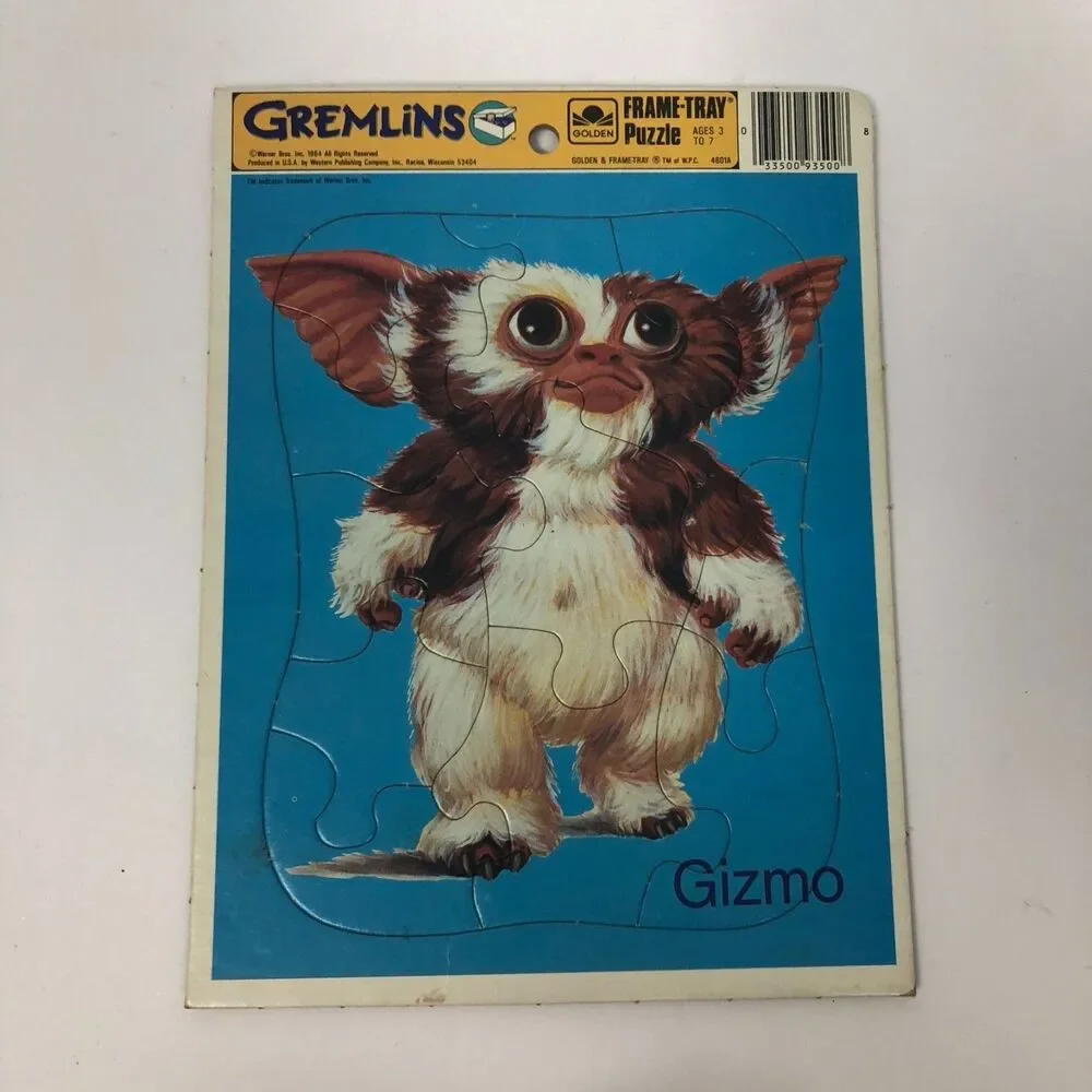 Gremlins Gizmo Vintage 1984 Frame Tray Puzzle Golden Warner Bros 12 Piece